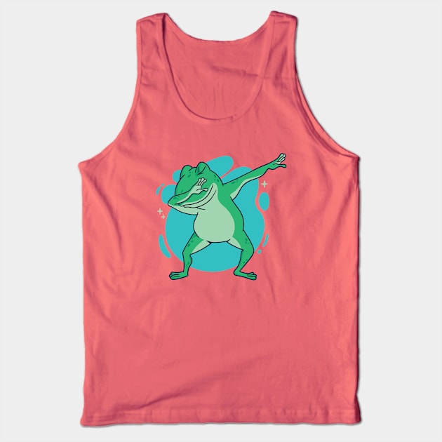 Cute Dabbing Frog Cartoon Tank Top by SLAG_Creative